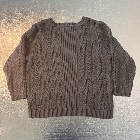 Tommy Hilfiger Cable Knit Long Sleeve Sweater Women’s Size‎ Large Crewneck Gray - Picture 2 of 10